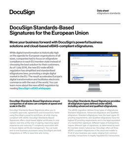 Docusign Standards-Based Signatures for the European Union