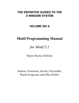 Motif Programming Manual for Motif