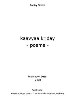 Kaavyaa Kriday - Poems