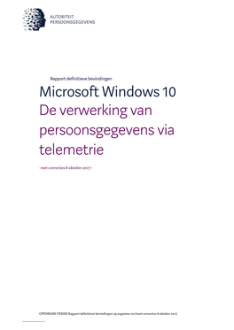 Microsoft Windows 10 De Verwerking Van Persoonsgegevens Via Telemetrie