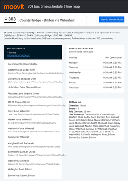 303 Bus Time Schedule & Line Route