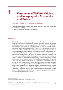 Farm Animal Welfare: Origins, and Interplay with Economics and Policy