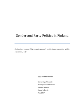 Gender and Party Politics in Finland