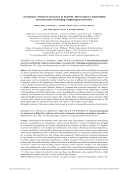 Intracolonial Variation in Siderastrea De Blainville, 1830 (Anthozoa, Scleractinia): Taxonomy Under Challenging Morphological Constraints