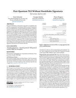 Post-Quantum TLS Without Handshake Signatures Full Version, April 21, 2021