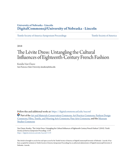 Untangling the Cultural Influences of Eighteenth-Century French Fashion Kendra Van Cleave San Francisco State University, Kendrav@Sfsu.Edu