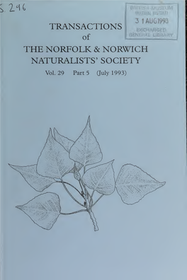 Transactions of the Norfolk and Norwich Naturalists' Society