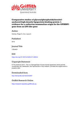 Comparative Studies of Glycosylphosphatidylinositol