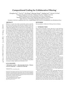 Compositional Coding for Collaborative Filtering∗