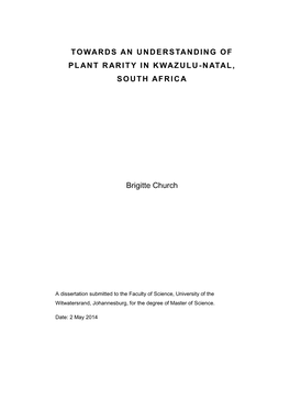 Towards an Understanding of Plant Rarity in Kwazulu -N Atal , South Africa