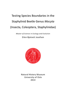 Testing Species Boundaries in the Staphylinid Beetle Genus Mocyta (Insecta, Coleoptera, Staphylinidae)