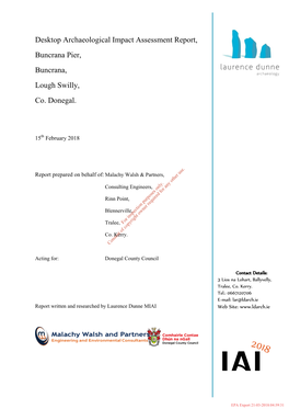 Desktop Archaeological Impact Assessment Report, Buncrana Pier, Buncrana, Lough Swilly, Co