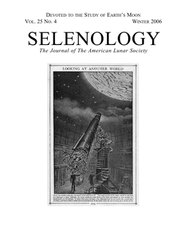 SELENOLOGY the Journal of the American Lunar Society