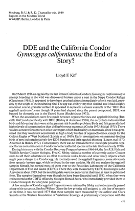 DDE and the California Condor Story?