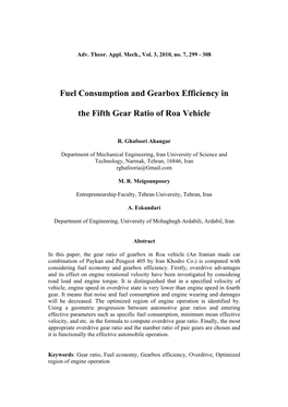 Fuel Consumption and Gearbox Efficiency in the Fifth Gear