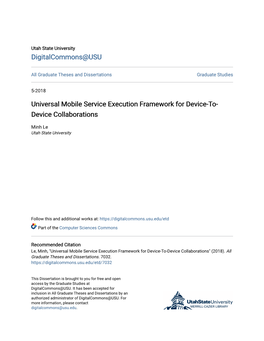 Universal Mobile Service Execution Framework for Device-To-Device Collaborations