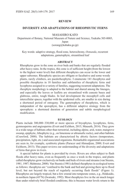 Review Diversity and Adaptations of Rheophytic