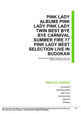 Pink Lady Albums Pink Lady Pink Lady Twin Best Bye Bye Carnival Summer Fire 77 Pink Lady Best Selection Live in Budokan