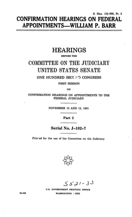 Confirmation Hearings on Federal Appointments-William P