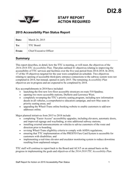 2015 Accessibility Plan Status Report