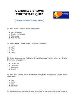 A Charlie Brown Christmas Quiz