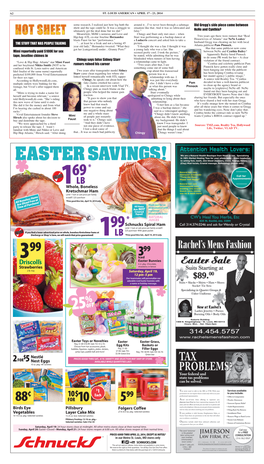 EASTER SAVINGS! 69 * Schnucks Guarantee1 LB Whole, Boneless Kretschmar Ham Limit 1 Ham at Sale Price Per Family W/Add'l