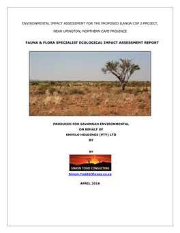 Environmental Impact Assessment for the Proposed Ilanga Csp 2 Project