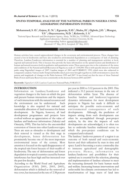Mohammed Et Al.: Spatio-Temporal Analysis of the National Parks in Nigeria Wastelands