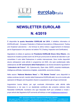 Newsletter Eurolab N. 4/2019