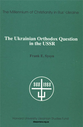 The Ukrainian Orthodox Question in the USSR