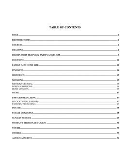 Table of Contents