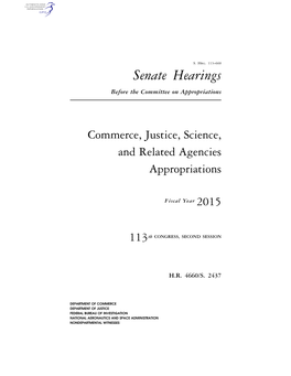 Senate Hearings Before the Committee on Appropriations