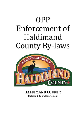 OPP Enforcement of Haldimand County By-Laws Booklet