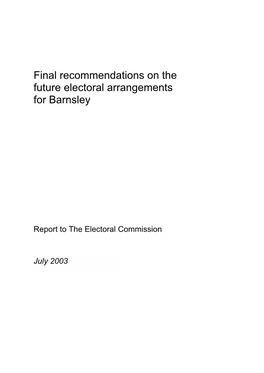 Final Recommendations on the Future Electoral Arrangements for Barnsley