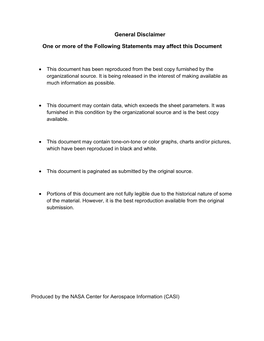 General Disclaimer One Or More of the Following Statements May Affect This Document