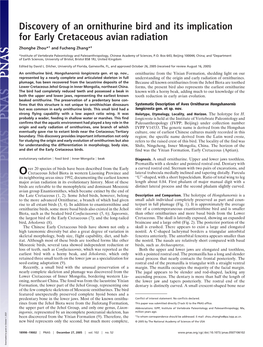 Discovery of an Ornithurine Bird and Its Implication for Early Cretaceous Avian Radiation