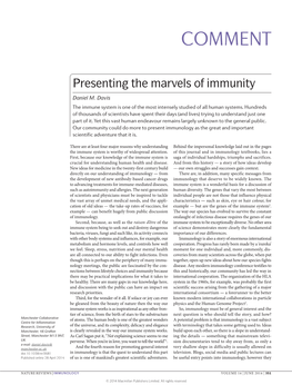 Presenting the Marvels of Immunity