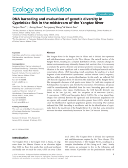 DNA Barcoding and Evaluation of Genetic Diversity in Cyprinidae Fish