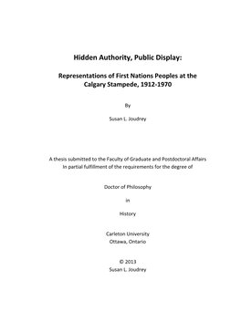 Hidden Authority, Public Display: Representations of First Nations