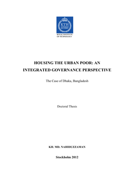 Housing the Urban Poor: an Integrated Governance Perspective