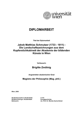 Jakob Matthias Schmutzer (1733 - 1811) - Die Landschaftszeichnungen Aus Dem Kupferstichkabinett Der Akademie Der Bildenden Künste in Wien