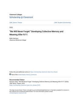 Developing Collective Memory and Meaning After 9/11