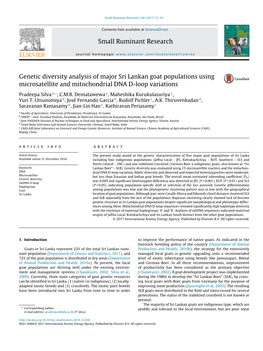 Genetic Diversity Analysis of Major Sri Lankan Goat Populations Using