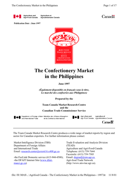 The Confectionery Market in the Philippines Page 1 of 17