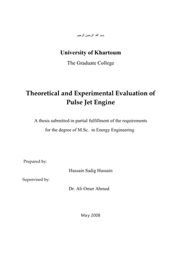 Theoretical and Experimental Evaluation of Pulse Jet Engine