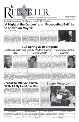 Happy Passover “A Night at the Garden” and “Prosecuting Evil” To