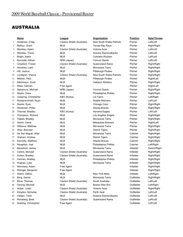 2009 World Baseball Classic Provisional Rosters