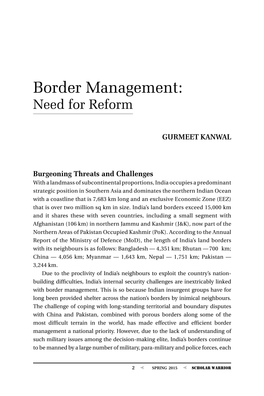 Border Management: Need for Reform