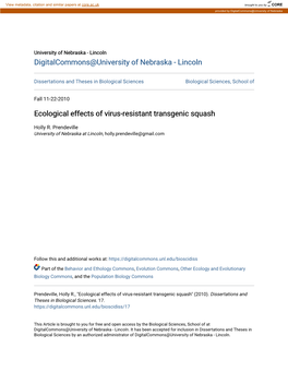 Ecological Effects of Virus-Resistant Transgenic Squash