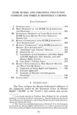 Echr, Russia, and Chechnya: Two Is Not Company and Three Is Definitely a Crowd